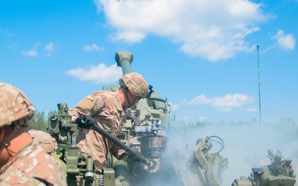 Soldiers Clear M777 Howitzer