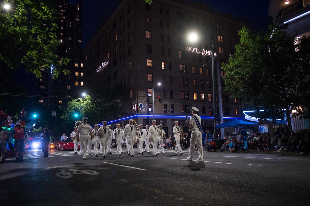 U.S. Navy Participates in Seafair Torchlight Parade