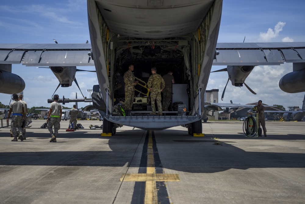 73rd AMU Air Commandos perform post-flight inspection on AC-130J Ghostrider gunship