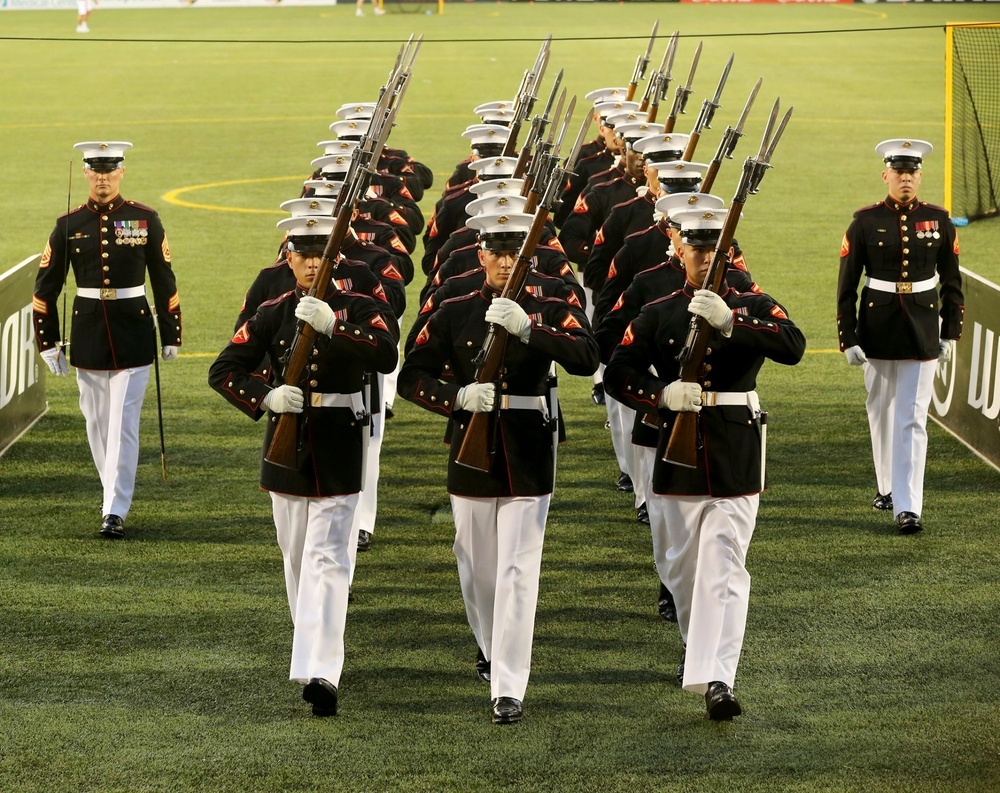 Silent Drill Platoon performs during MLL All Star Game