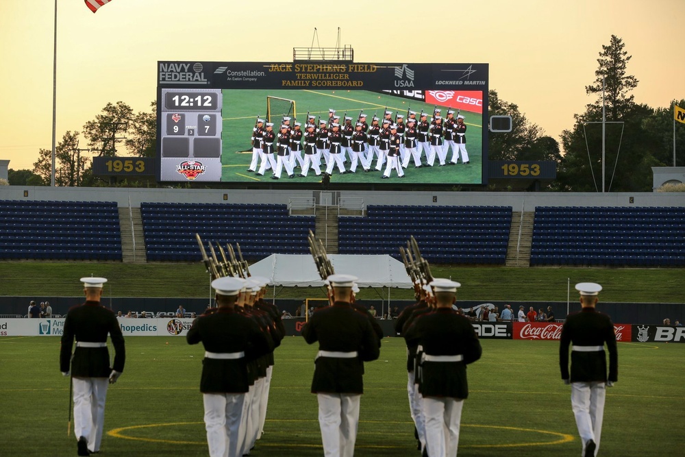 Silent Drill Platoon performs during MLL All Star Game