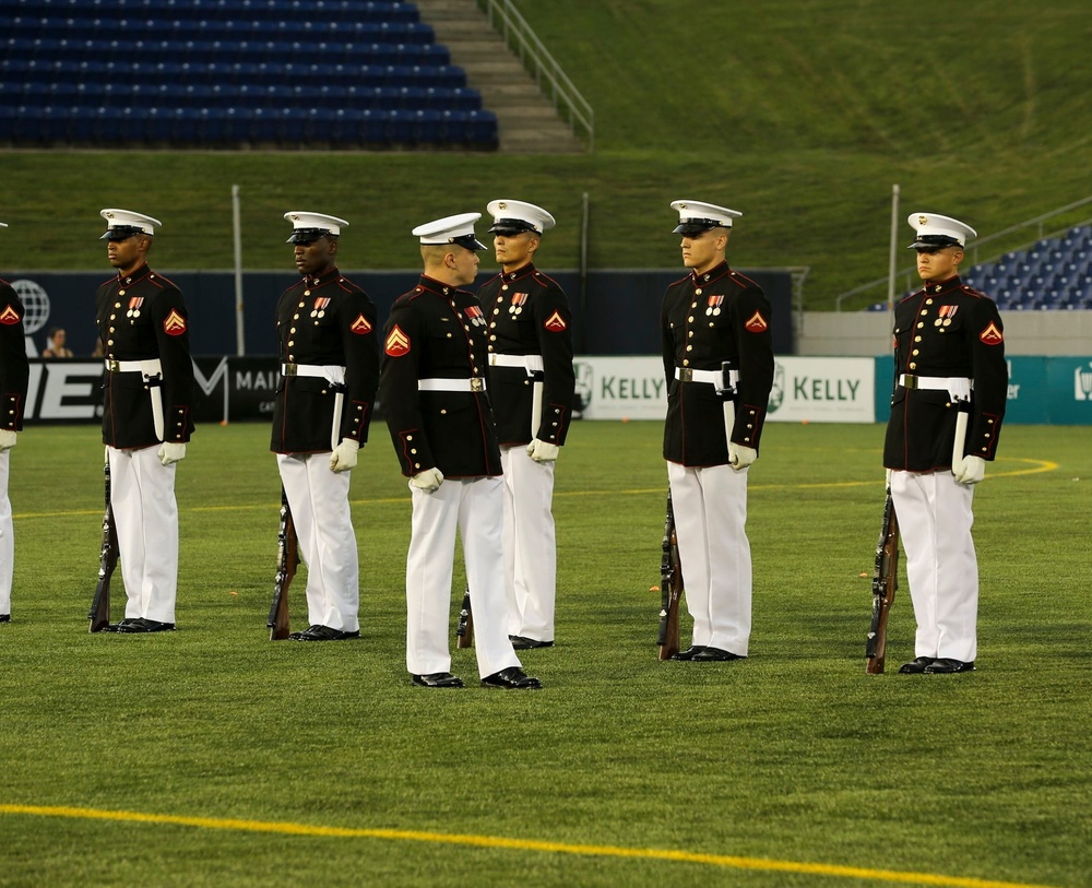 Silent Drill Platoon performs during MLL All Star Game