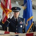 Whiteman AFB Honor Guardsman salutes flag during ceremony practice