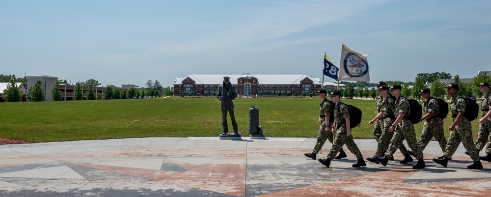 Recruit Training Command recruits march in formation