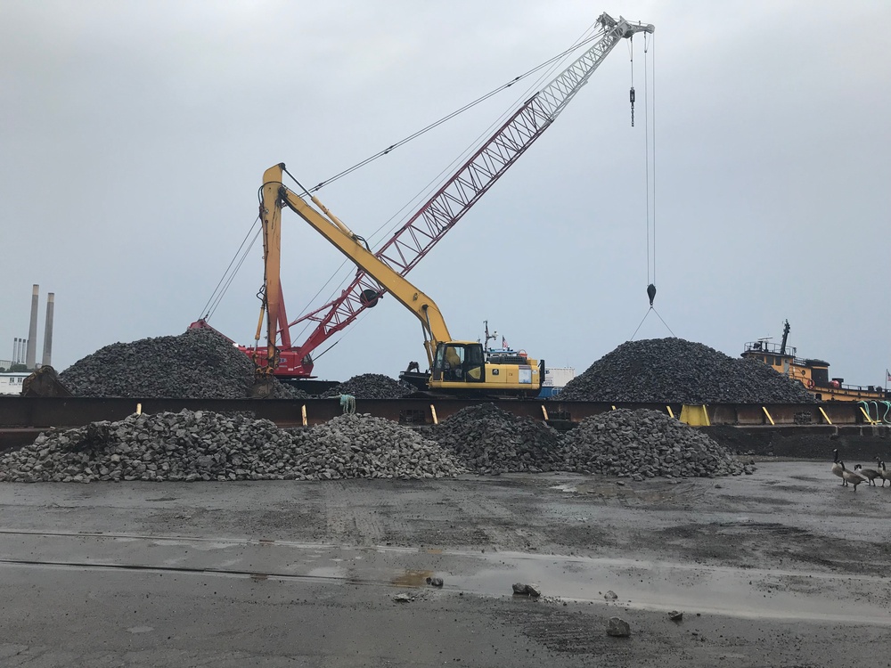 Corps of Engineers begins construction on the Oswego Harbor west arrowhead breakwater