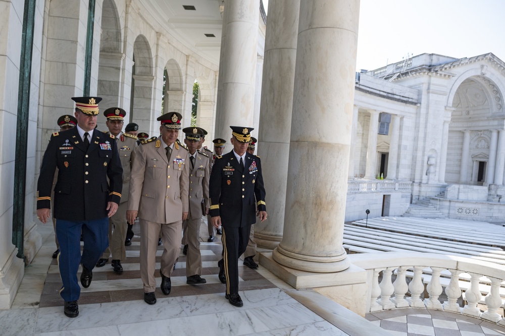 Egyptian Minister of Defense Gen. Mohamed Zaki Participates in an Armed Forces Full Honors Wreath-Laying Ceremony at the Tomb of the Unknown Soldier