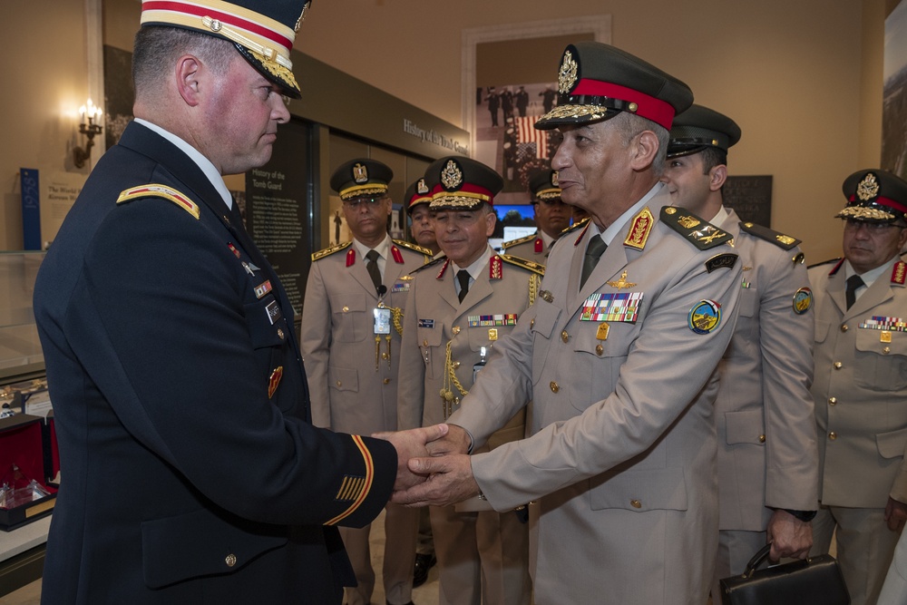 Egyptian Minister of Defense Gen. Mohamed Zaki Participates in an Armed Forces Full Honors Wreath-Laying Ceremony at the Tomb of the Unknown Soldier