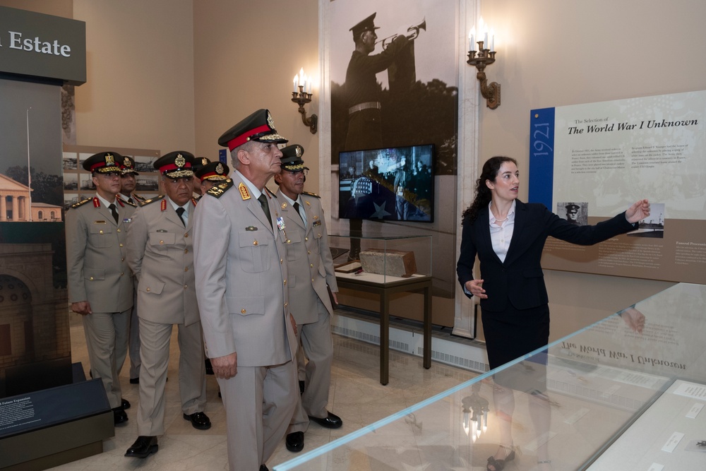 Egyptian Minister of Defense Gen. Mohamed Zaki Participates in an Armed Forces Full Honors Wreath-Laying Ceremony at the Tomb of the Unknown Soldier