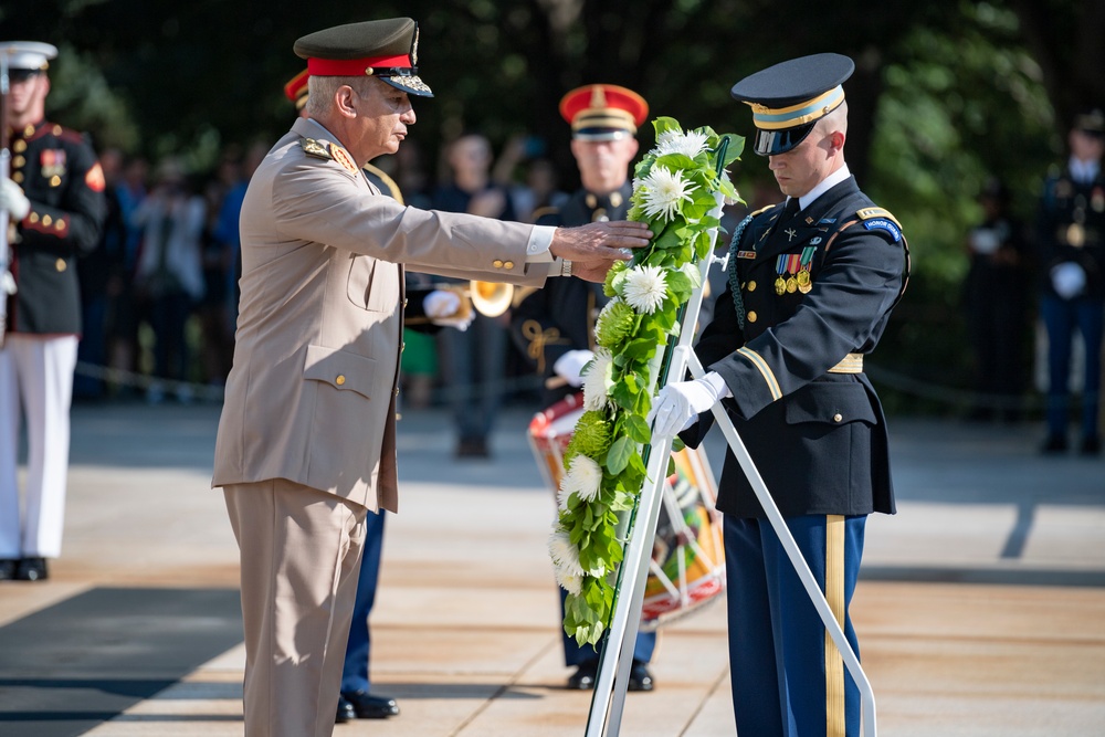 Egyptian Minister of Defense Gen. Mohamed Zaki Participates in an Armed Forces Full Honors Wreath-Laying Ceremony at the Tomb of the Unknown Soldier