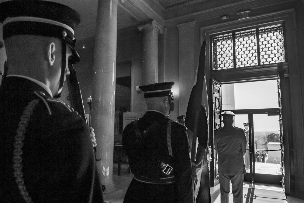 Egyptian Minister of Defense Gen. Mohamed Zaki Participates in an Armed Forces Full Honors Wreath-Laying Ceremony at the Tomb of the Unknown Soldier