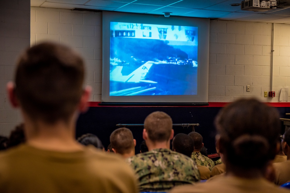 Recruit learn about USS Forrestal (CV 59)