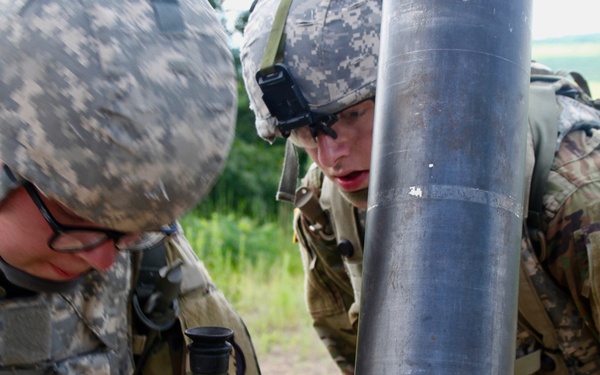 Infantrymen Observe Impact Area for Mortar Rounds