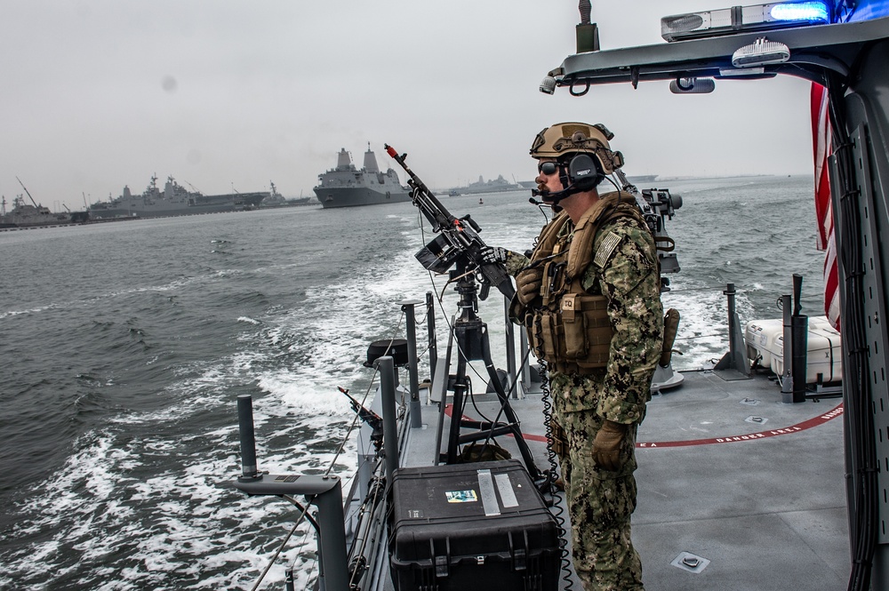 Coastal Riverine Squadron 3 Escorts USS San Diego (LPD 22) during High Value Asset Security Exercise