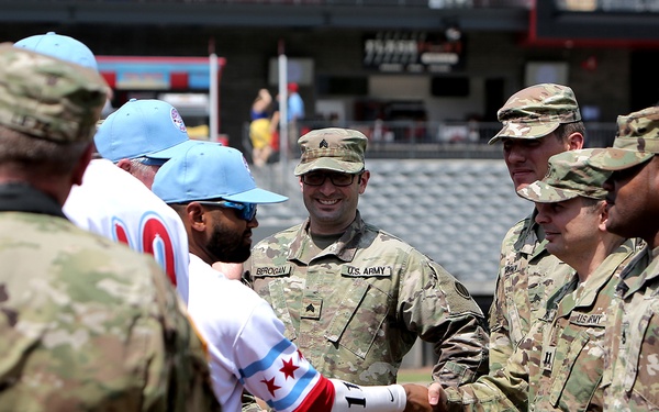 Chicago-based Soldiers represent Army Reserve at American Association of Independent Professional Baseball game