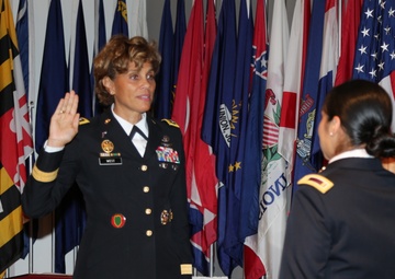 44th Surgeon General of the Army and Commanding General of US Army’s Medical Command Lieutenant General Nadja West Commissions Officer at The Women in Military Service for America Memorial