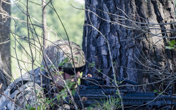 Soldier pulling security during QLLEX