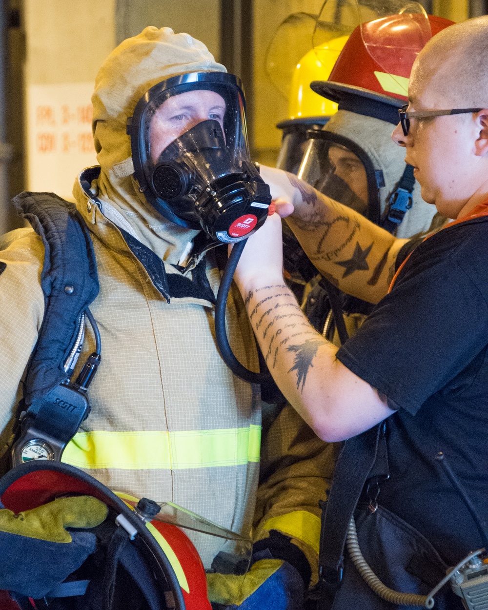 Officer Development School (ODS) class 19-050 here at Officer Training Command, Newport, Rhode Island, conduct shipboard firefighting training July 30, 2019.