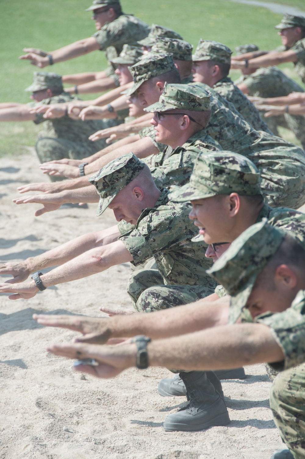 Officer Candidate School (OCS) class 17-19 here at Officer Training Command, Newport, Rhode Island, (OTCN) conduct performance reinforcement training on July 31, 2019.