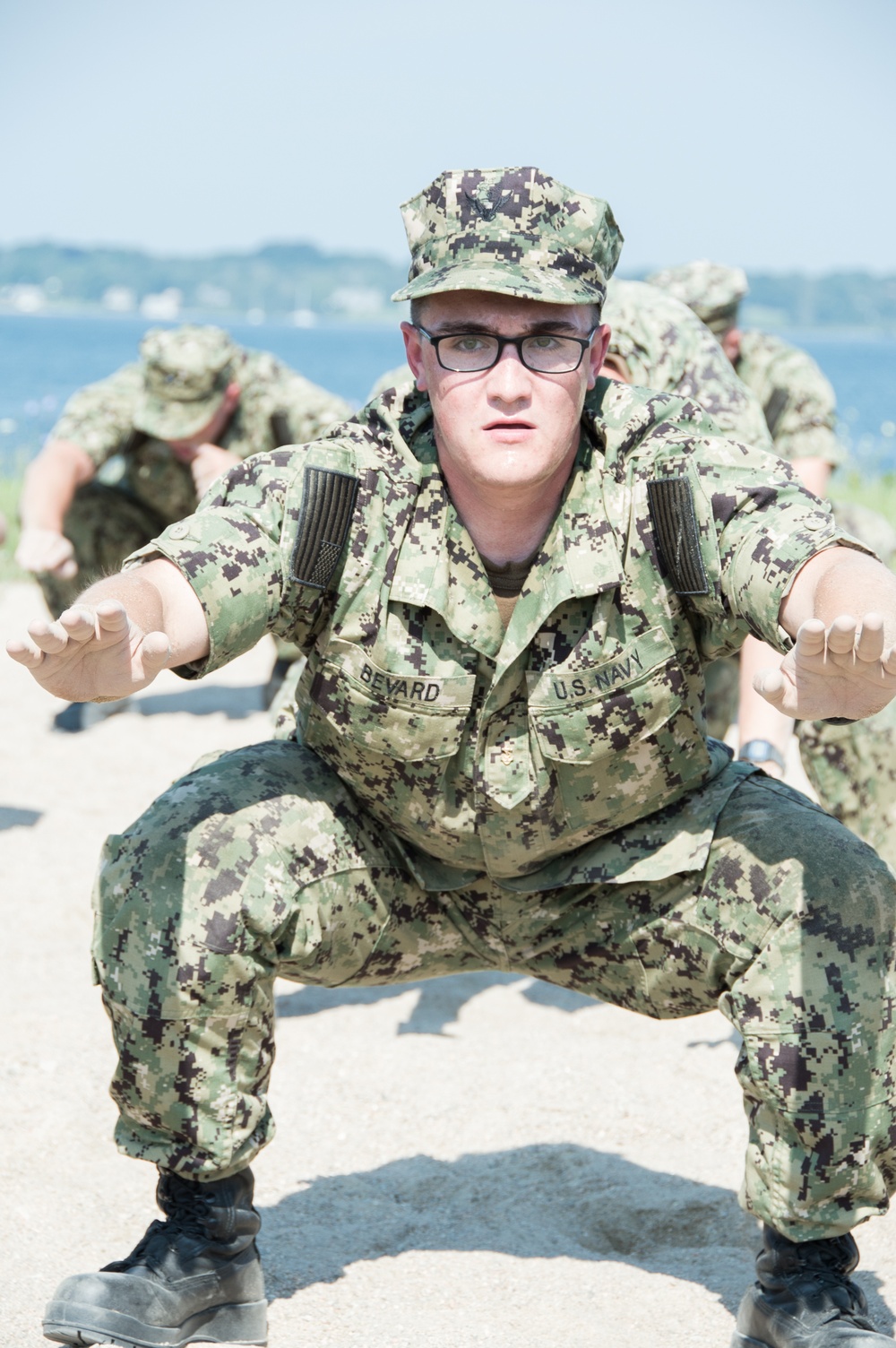 Officer Candidate School (OCS) class 17-19 here at Officer Training Command, Newport, Rhode Island, (OTCN) conduct performance reinforcement training on July 31, 2019.