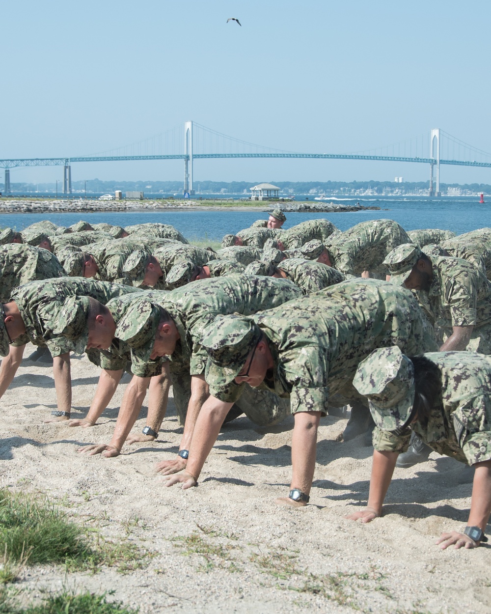 Officer Candidate School (OCS) class 17-19 here at Officer Training Command, Newport, Rhode Island, (OTCN) conduct performance reinforcement training on July 31, 2019.