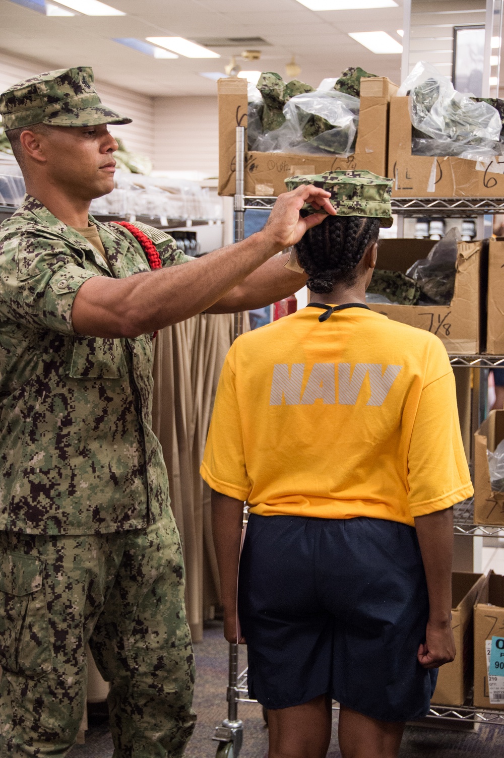 Officer Candidate School (OCS) class 01-20 here at Officer Training Command, Newport, Rhode Island, (OTCN) are issued their initial uniforms on July 31, 2019.