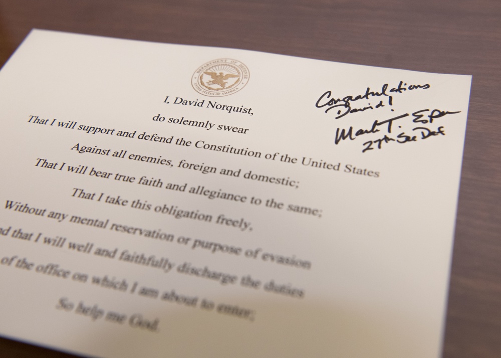 Secretary of Defense Esper Swears in Deputy Secretary of Defense Norquist