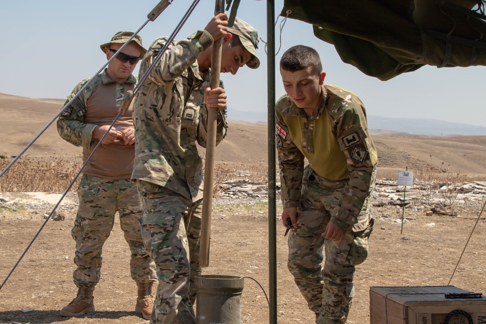 U.S. Army and Georgian Defense Force combat engineers train at a controlled demolition range