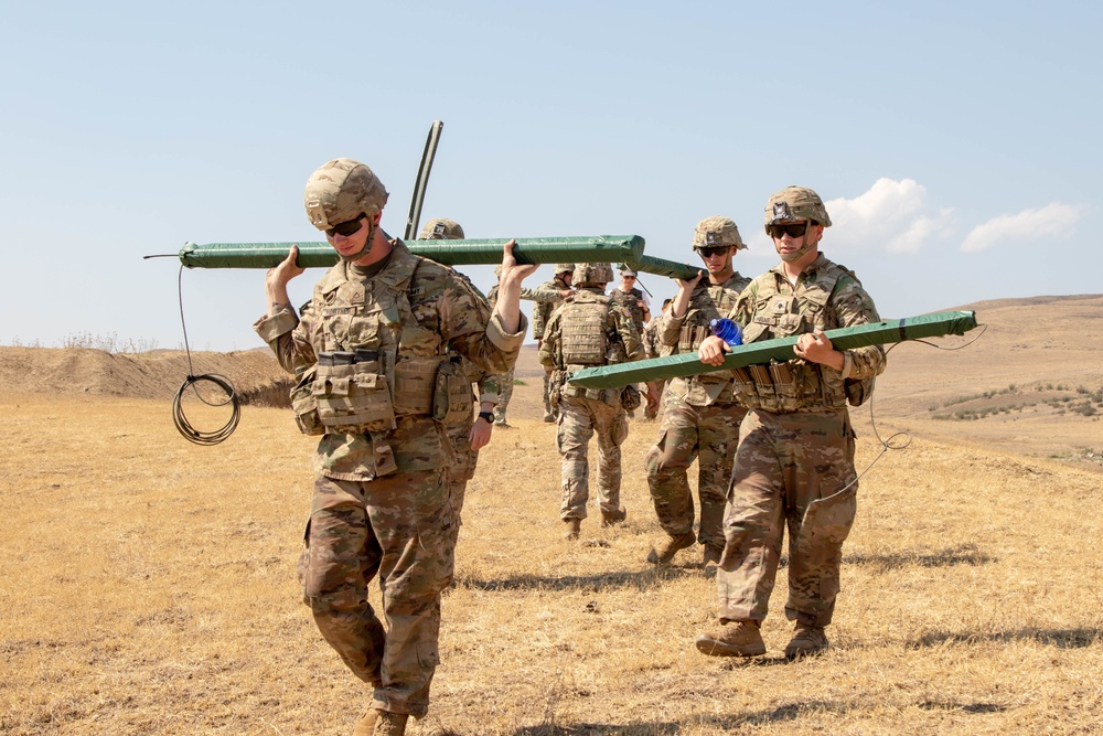 U.S. Army and Georgian Defense Force combat engineers train at a controlled demolition range