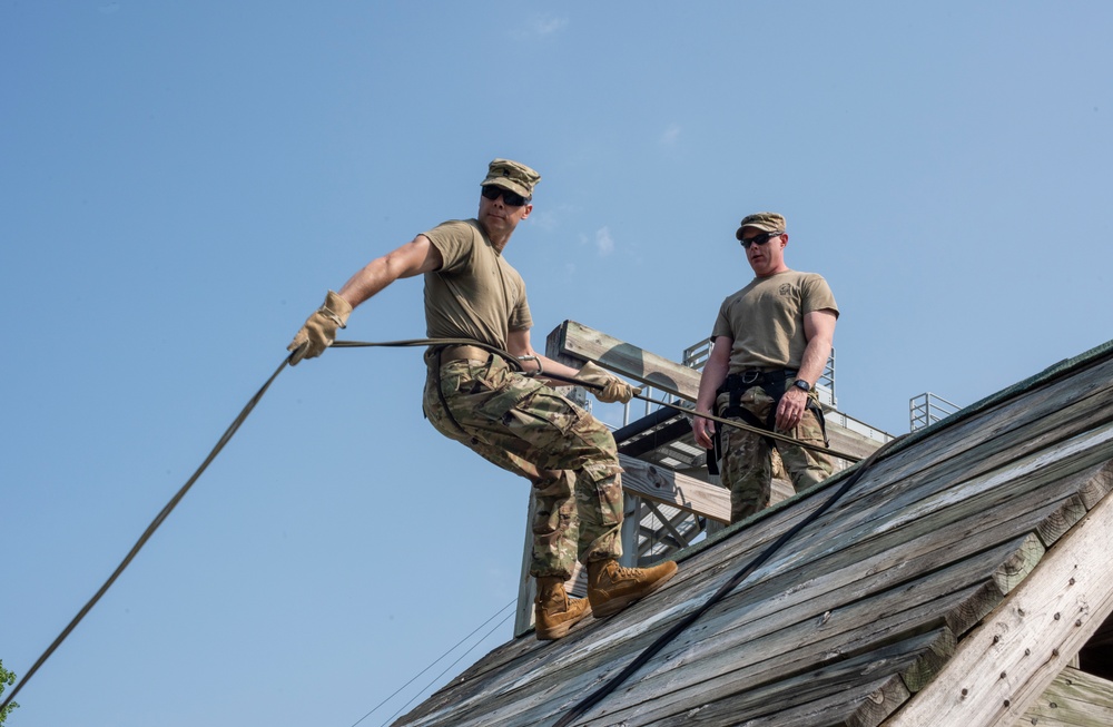 1157th Transportation Company train on air assault course