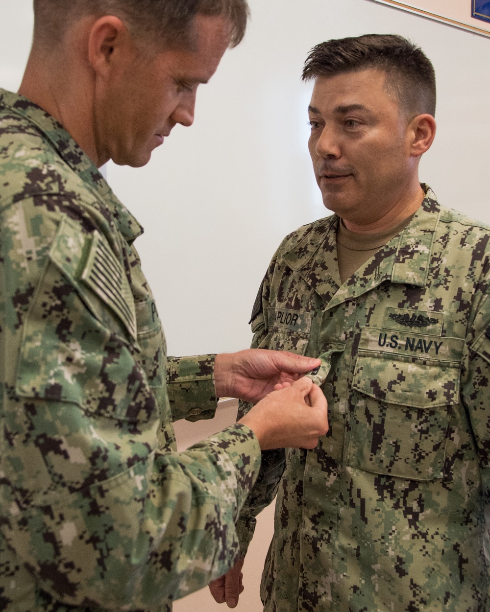 Chief Warrant Officer 3 Jeremy M. Paplior, a Limited Duty Officer (LDO) Academy Instructor here at Officer Training Command, Newport, Rhode Island (OTCN), is promoted to Chief Warrant Officer 4 on Aug. 1, 2019.