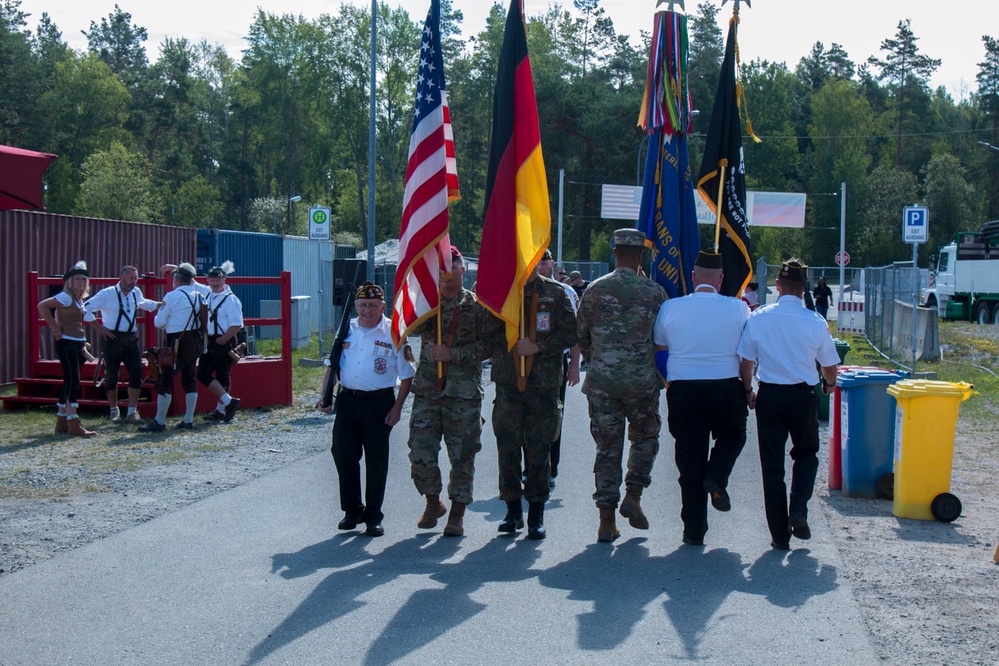 The color guard practices their drills before the festival.