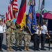 The color guard stands ready to conduct their drills at the start of the festival.