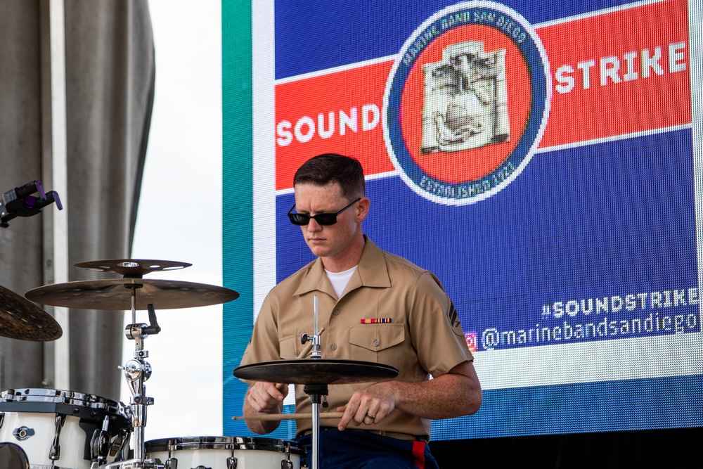 U.S. Marine Corps Recruit Depot band Sound Strike performs at the 24th World Scout Jamboree