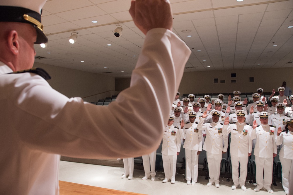 190802-N-TE695-0003 NEWPORT, R.I. (Aug. 2, 2019) – Limited Duty Officer/Warrant Officer Academy (LDO/CWO) class 19080, here at Officer Training Command, Newport, Rhode Island (OTCN), graduates on Aug. 2, 2019.