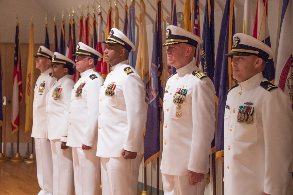 190802-N-TE695-0006 NEWPORT, R.I. (Aug. 2, 2019) – Limited Duty Officer/Warrant Officer Academy (LDO/CWO) class 19080, here at Officer Training Command, Newport, Rhode Island (OTCN), graduates on Aug. 2, 2019.