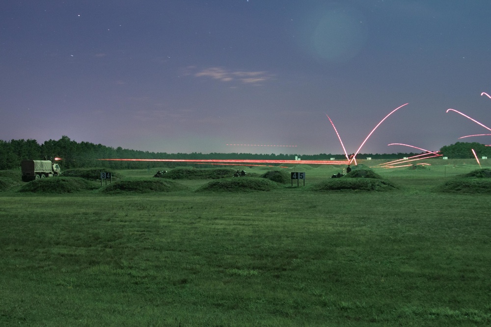 Soldiers Conduct Night Live Fire Exercise on Camp Edwards