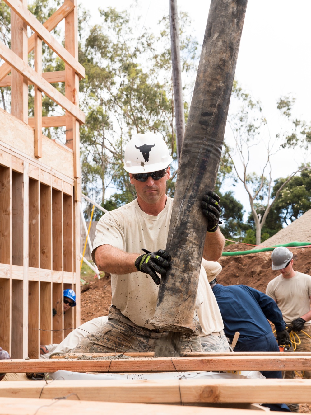 Civil Engineers Pour Concrete at Hawaii IRT