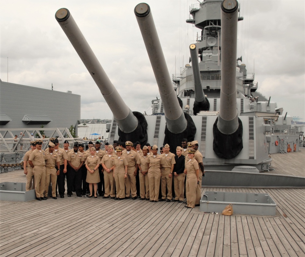 Battleship Wisconsin hosts a promotion ceremony