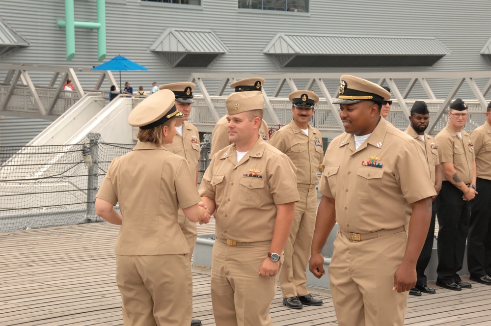 Battleship Wisconsin hosts a promotion ceremony