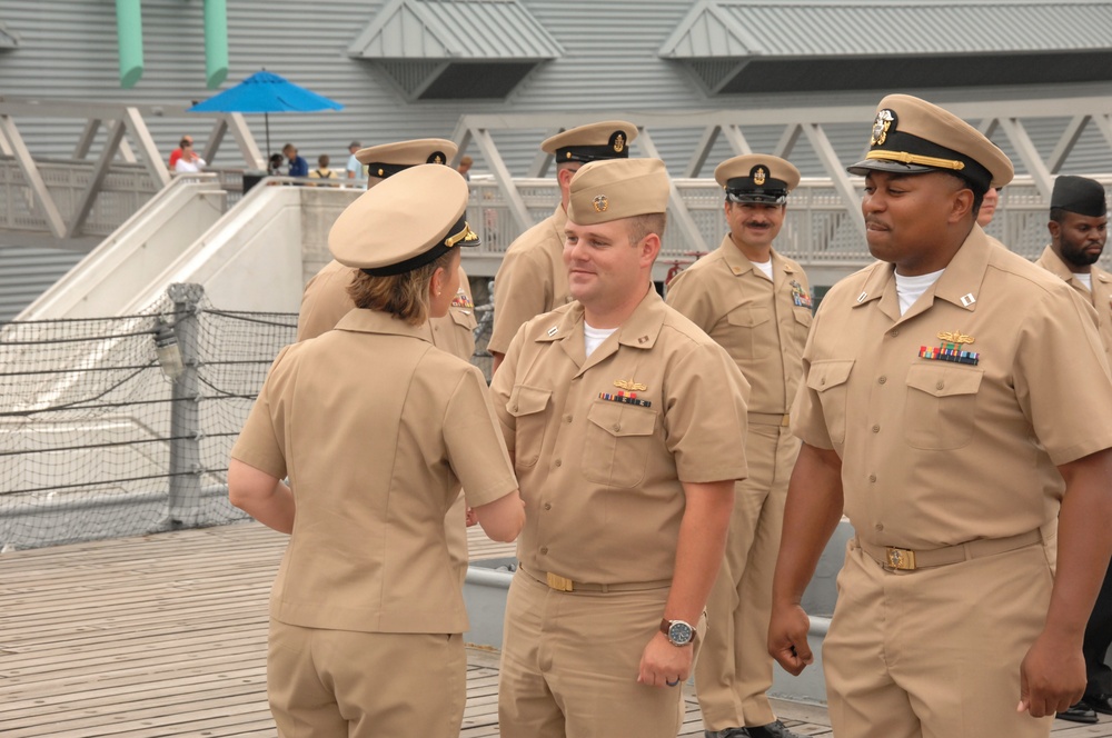 Battleship Wisconsin hosts a promotion ceremony