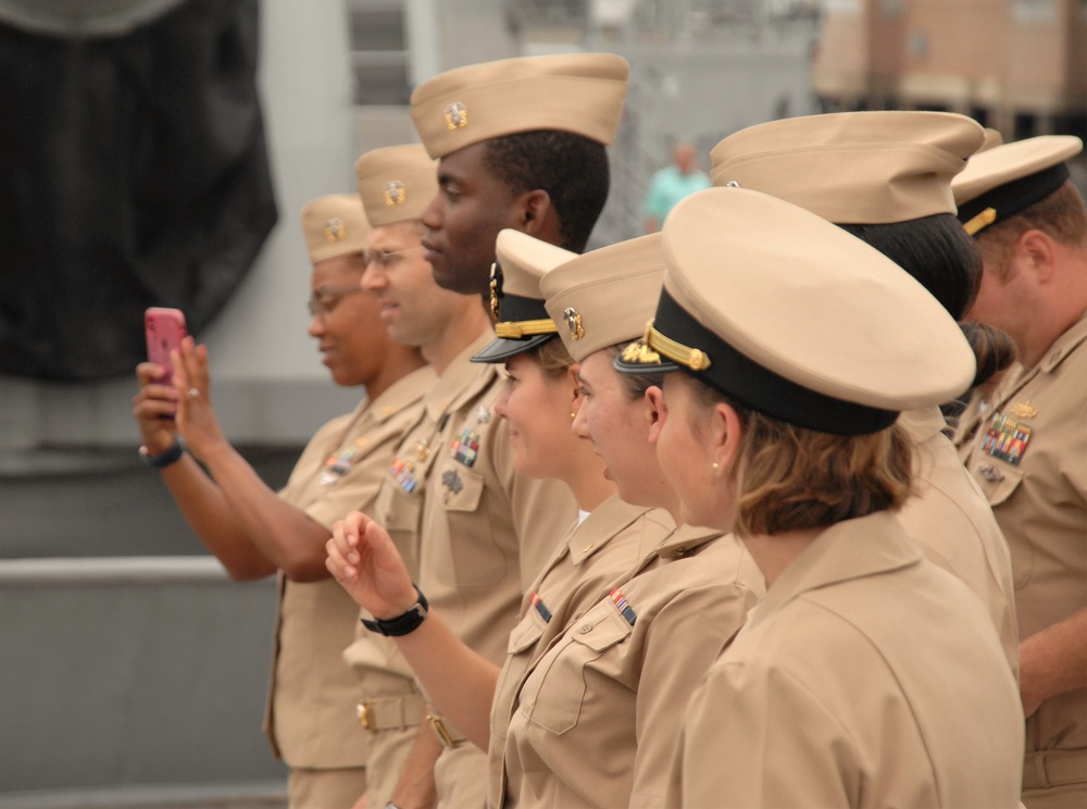 Battleship Wisconsin hosts a promotion ceremony