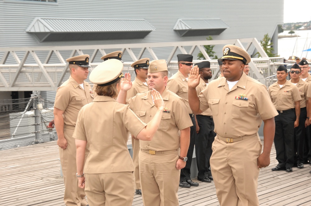 Battleship Wisconsin hosts a promotion ceremony