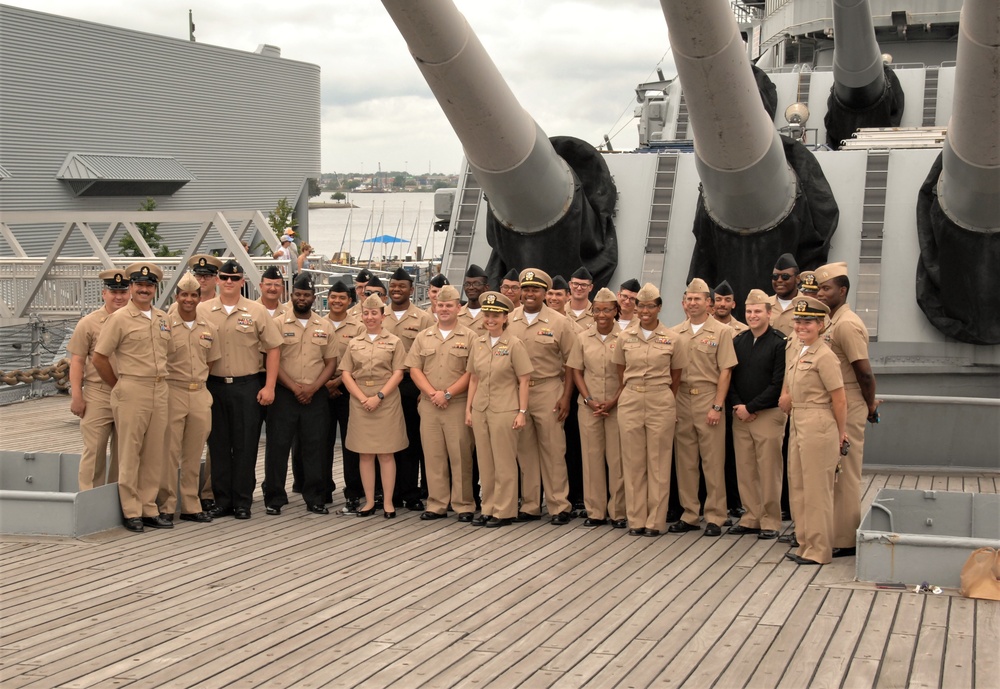 Battleship Wisconsin hosts a promotion ceremony