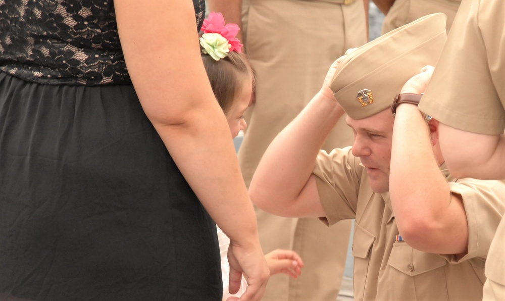 Battleship Wisconsin hosts a promotion ceremony