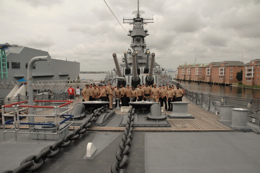 Battleship Wisconsin hosts a promotion ceremony