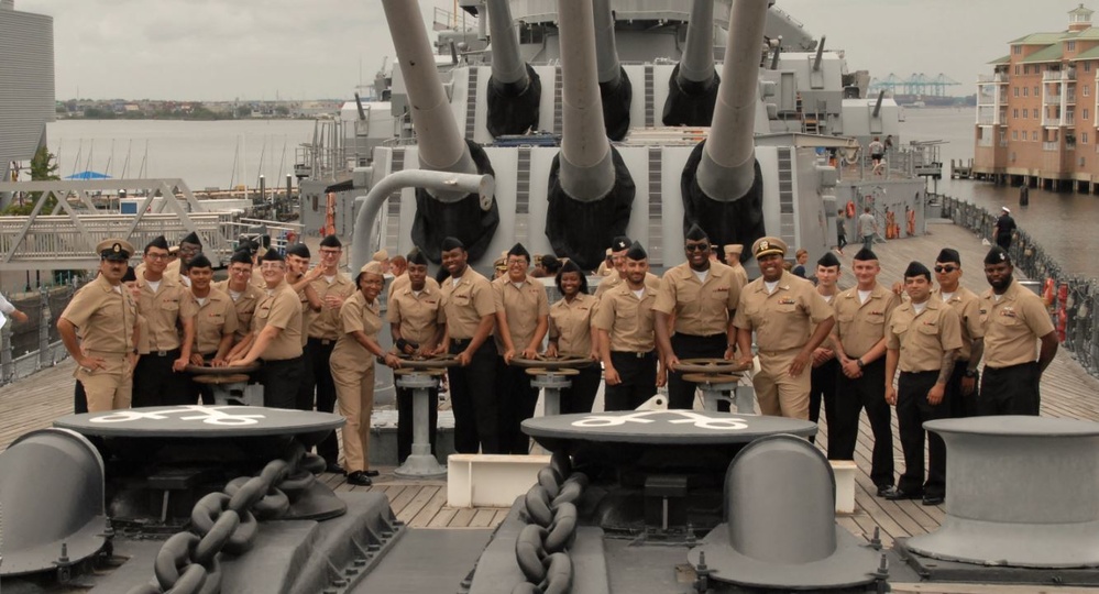 Battleship Wisconsin hosts a promotion ceremony