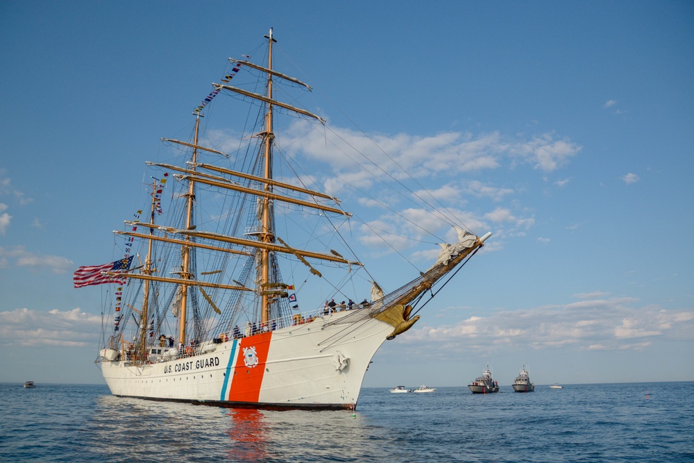 Coast Guard Cutter Eagle leads Parade of Sail into Portsmouth
