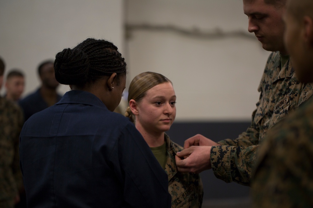 31st MEU Marines celebrate promotions aboard USS Wasp