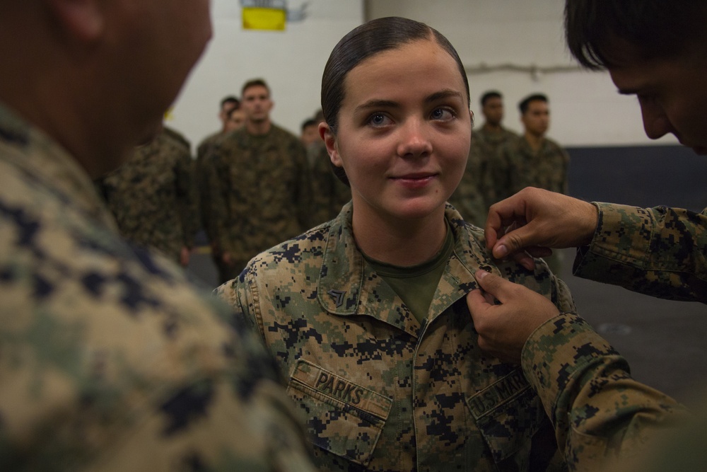 31st MEU Marines celebrate promotions aboard USS Wasp