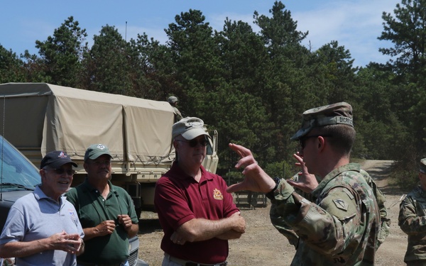 Distinguished civilian and military leaders visit the training sites for combined arms exercise Patriot Crucible at Camp Edwards August 3.